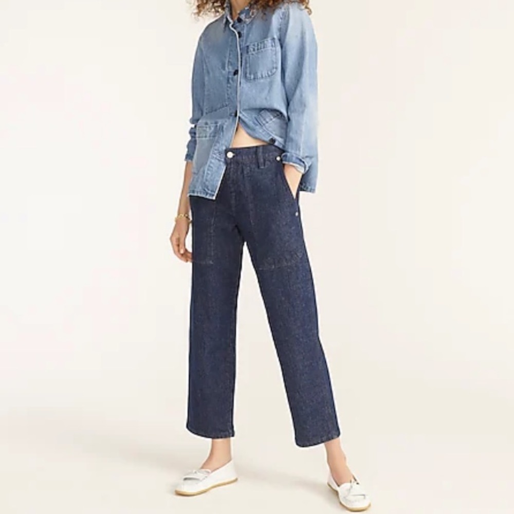 High-rise patch pocket straight-leg jean in indigo AW619 Size 28